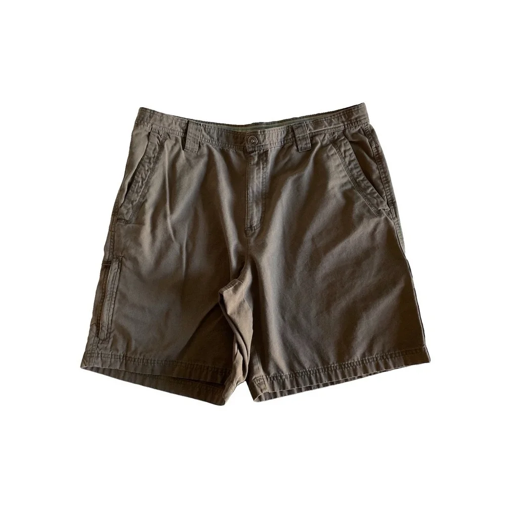 Columbia Omni-Shield Men's 38 Green Khaki Cotton Cargo Hiking Utility Shorts 9